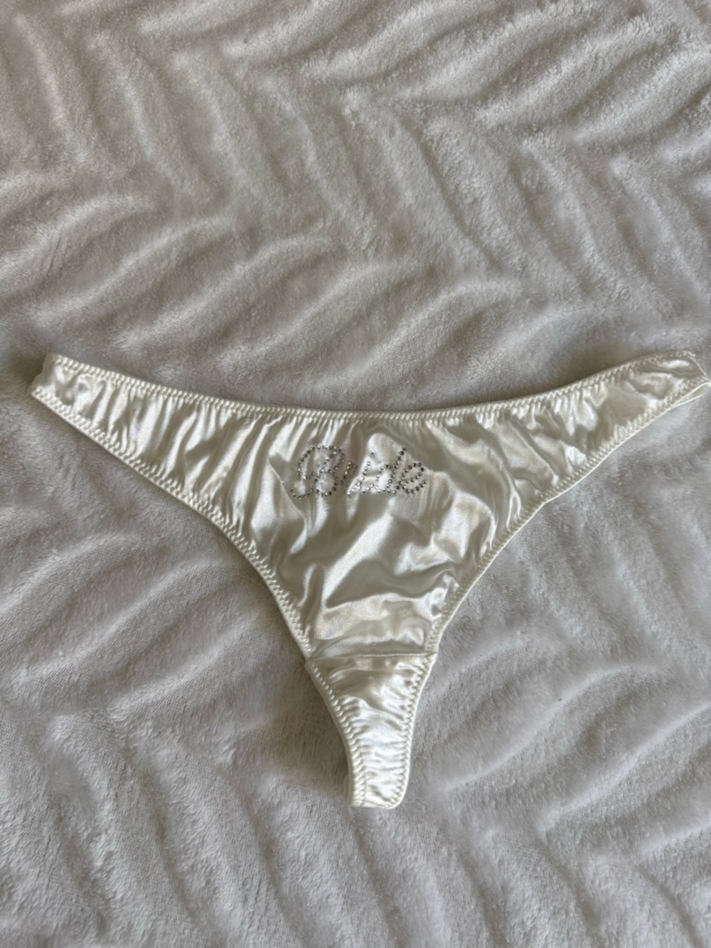Rhinestone Bride Satin Thong